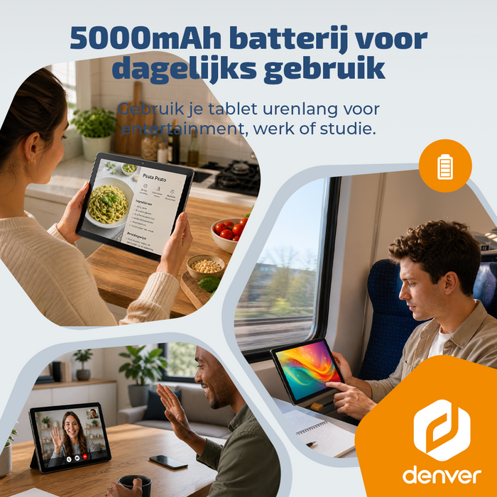 Denver Tablet - Android 16 - 4GB RAM - 64GB opslag - 10.1 inch - IPS - Voor- en achtercamera - Wifi - TIO10525