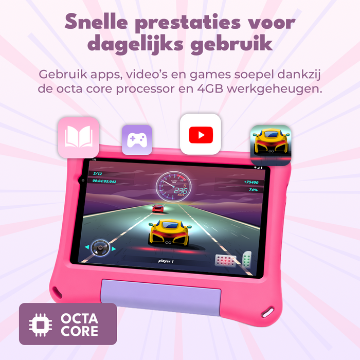 Denver Kindertablet - Android 16GMS – Ouderlijk Toezicht - 4GB RAM - 64GB - 8 Inch - Incl. Blauwe en Roze Hoes - TIO80115KBUP
