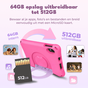 Denver Kindertablet - Android 16GMS – Ouderlijk Toezicht - 4GB RAM - 64GB - 8 Inch - Incl. Blauwe en Roze Hoes - TIO80115KBUP