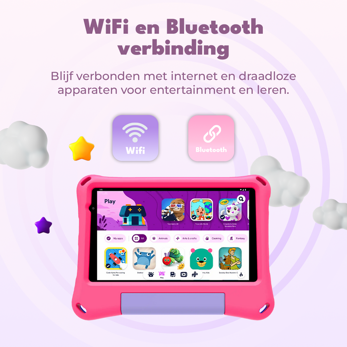 Denver Kindertablet - Android 16GMS – Ouderlijk Toezicht - 4GB RAM - 64GB - 8 Inch - Incl. Blauwe en Roze Hoes - TIO80115KBUP