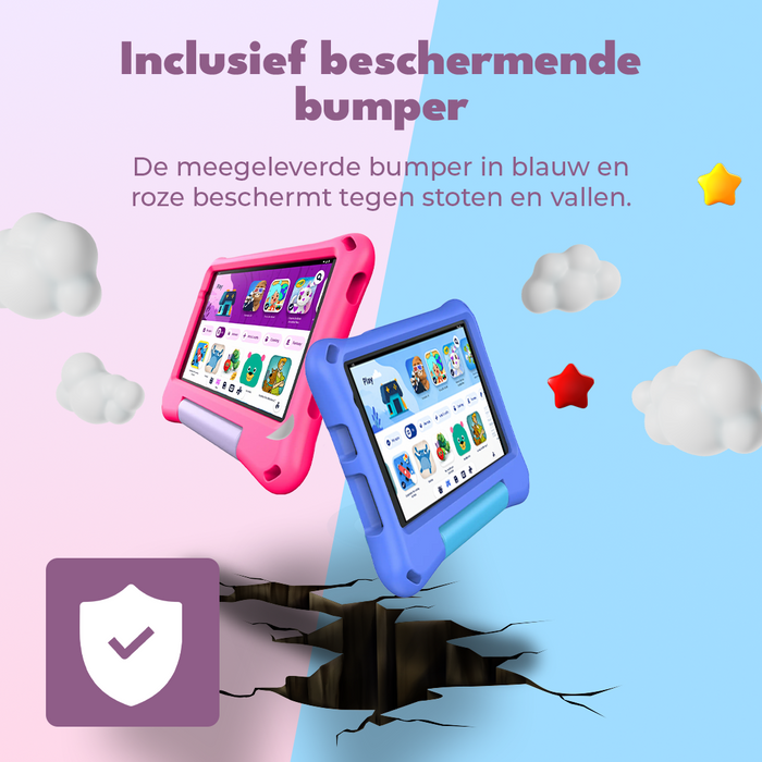 Denver Kindertablet - Android 16GMS – Ouderlijk Toezicht - 4GB RAM - 64GB - 8 Inch - Incl. Blauwe en Roze Hoes - TIO80115KBUP