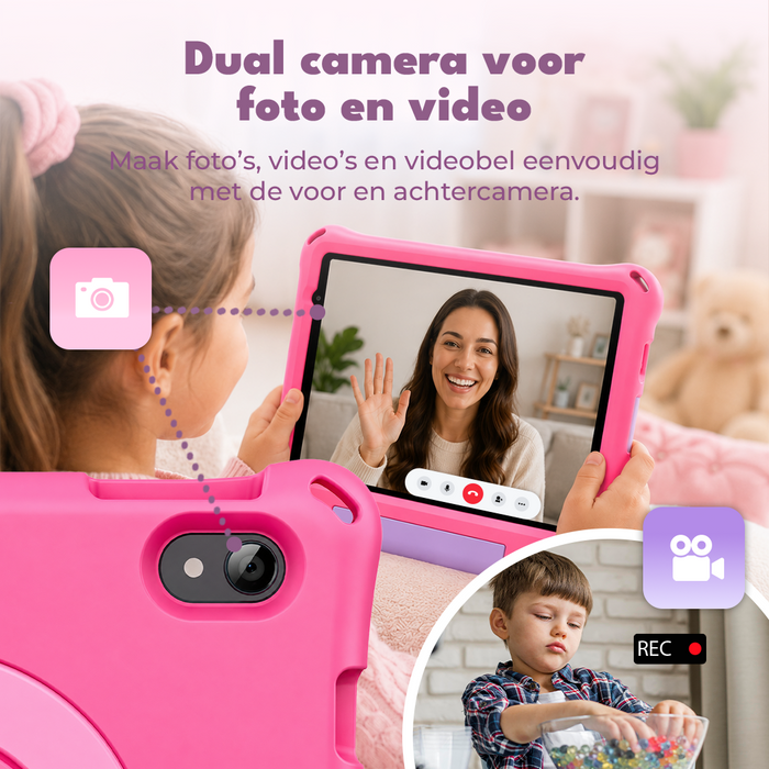 Denver Kindertablet - Android 16GMS – Ouderlijk Toezicht - 4GB RAM - 64GB - 8 Inch - Incl. Blauwe en Roze Hoes - TIO80115KBUP