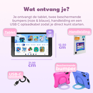 Denver Kindertablet - Android 16GMS – Ouderlijk Toezicht - 4GB RAM - 64GB - 8 Inch - Incl. Blauwe en Roze Hoes - TIO80115KBUP