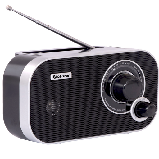 Denver FM Radio Retro - Noodradio / Noodpakket - Werkt op batterij of netstroom - Keukenradio - Draagbare Radio - TR51 - Zwart