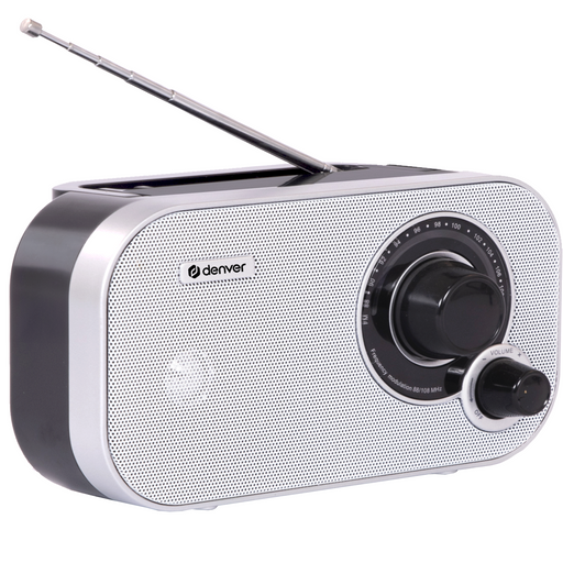 Denver FM Radio Retro - Noodradio / Noodpakket - Werkt op batterij of netstroom - Keukenradio - Draagbare Radio - TR51 - Zwart