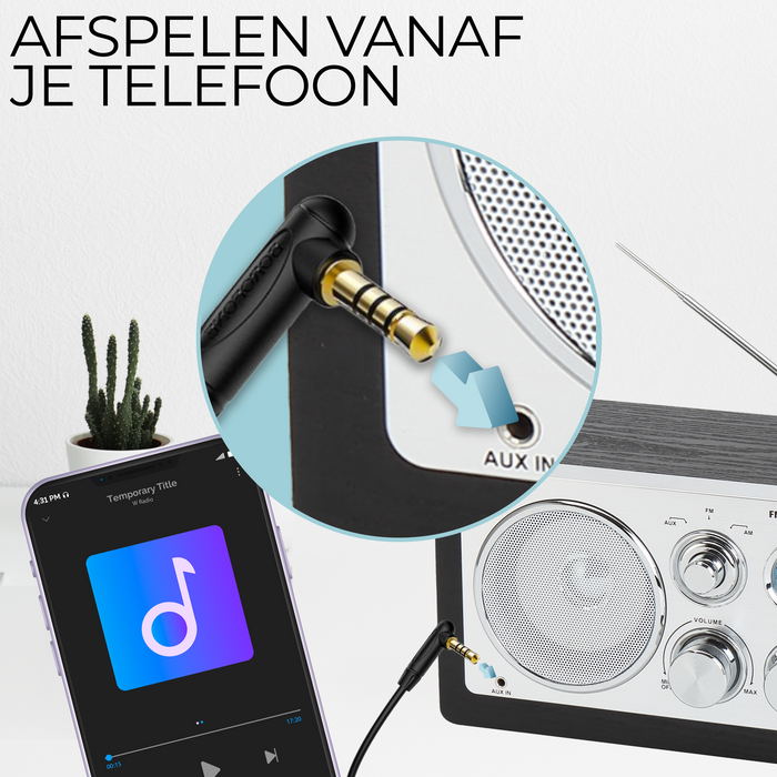 Denver Draagbare FM Radio - Retro - Werkt op batterijen of netstroom - Keukenradio - AM - FM
