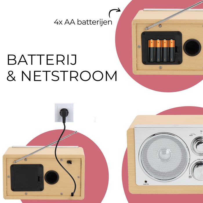 Denver Draagbare FM Radio - Retro - Werkt op batterijen of netstroom - Keukenradio - AM - FM