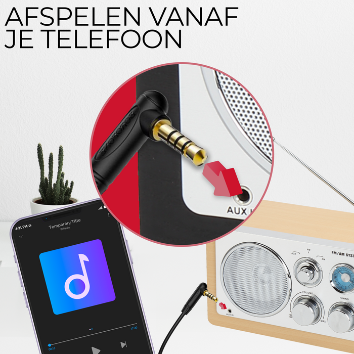 Denver Draagbare FM Radio - Retro - Werkt op batterijen of netstroom - Keukenradio - AM - FM