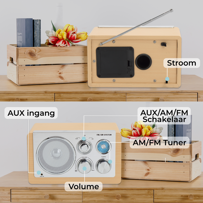 Denver Draagbare FM Radio - Retro - Werkt op batterijen of netstroom - Keukenradio - AM - FM