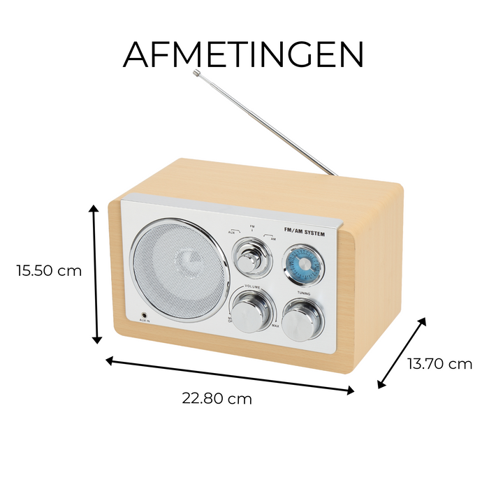 Denver Draagbare FM Radio - Retro - Werkt op batterijen of netstroom - Keukenradio - AM - FM