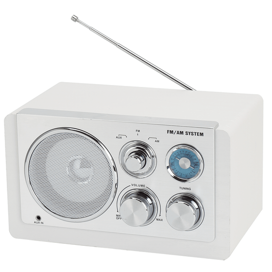 [Wit] - Denver Draagbare FM Radio - Retro - Werkt op batterijen of netstroom - Keukenradio - AM - FM - TR63 - Denvershop