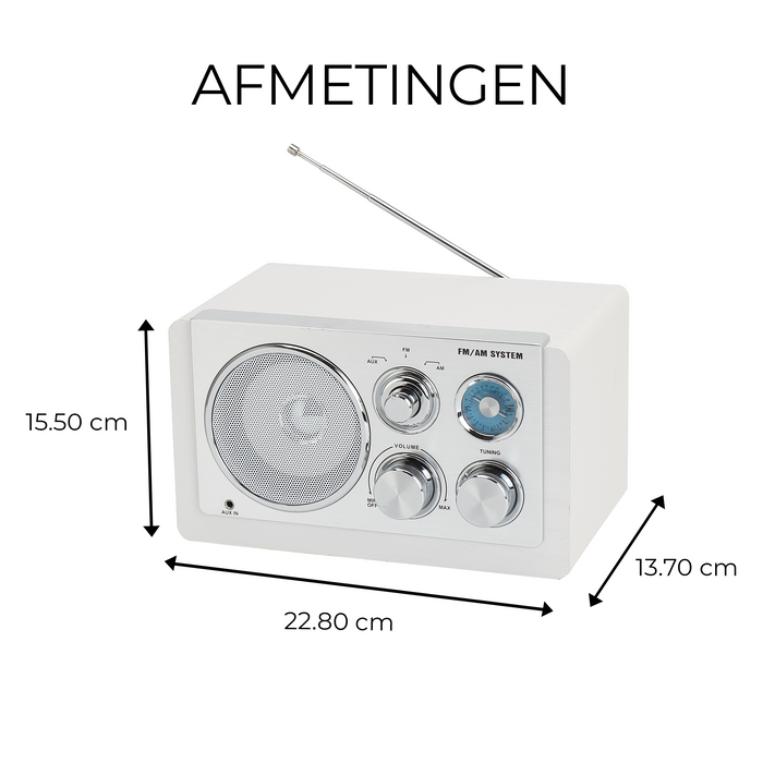 Denver Draagbare FM Radio - Retro - Werkt op batterijen of netstroom - Keukenradio - AM - FM