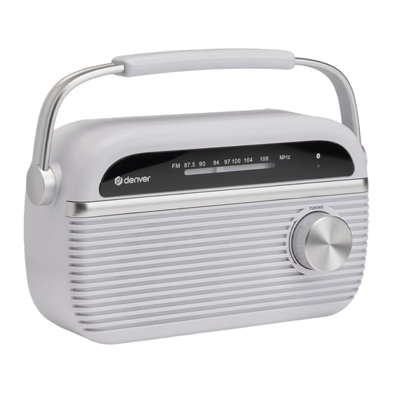 [Wit] Denver FM Radio Retro - Noodradio / Noodpakket - Werkt op batterij of netstroom - Keukenradio - Draagbare Radio - TRB67