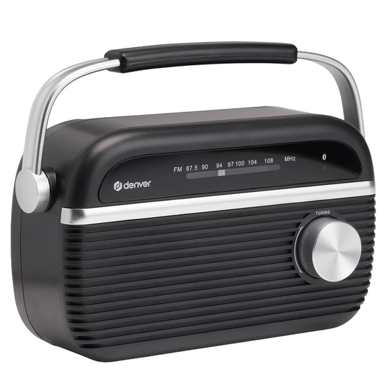 [Zwart] Denver FM Radio Retro - Noodradio / Noodpakket - Werkt op batterij of netstroom - Keukenradio - Draagbare Radio - TRB67