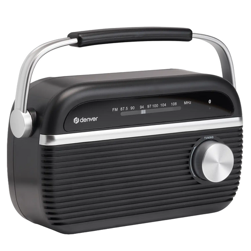 [Zwart] Denver FM Radio Retro - Noodradio / Noodpakket - Werkt op batterij of netstroom - Keukenradio - Draagbare Radio - TRB67