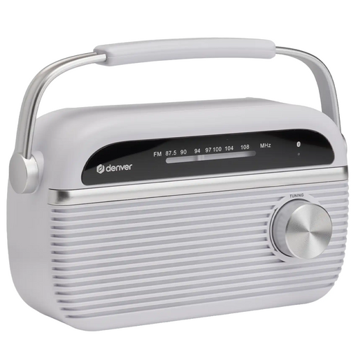[Wit] Denver FM Radio Retro - Noodradio / Noodpakket - Werkt op batterij of netstroom - Keukenradio - Draagbare Radio - TRB67