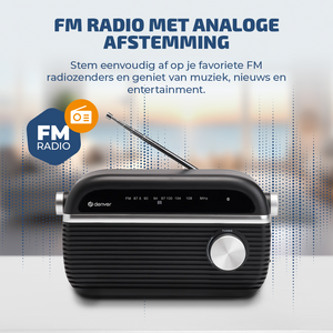 Denver FM radio retro · bluetooth, batterij of netstroom