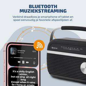 Denver FM radio retro · bluetooth, batterij of netstroom