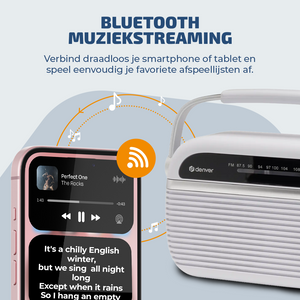 Denver FM radio retro · bluetooth, batterij of netstroom