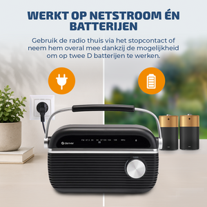 Denver FM radio retro · bluetooth, batterij of netstroom