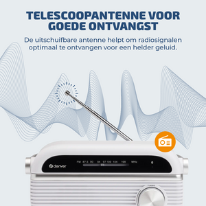 Denver FM radio retro · bluetooth, batterij of netstroom