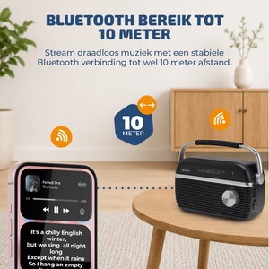 Denver FM radio retro · bluetooth, batterij of netstroom