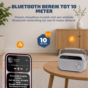 Denver FM radio retro · bluetooth, batterij of netstroom