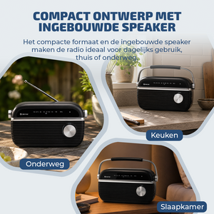 Denver FM radio retro · bluetooth, batterij of netstroom