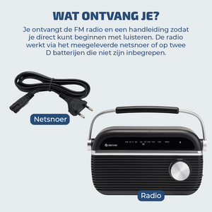 Denver FM radio retro · bluetooth, batterij of netstroom