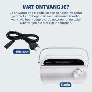 Denver FM radio retro · bluetooth, batterij of netstroom