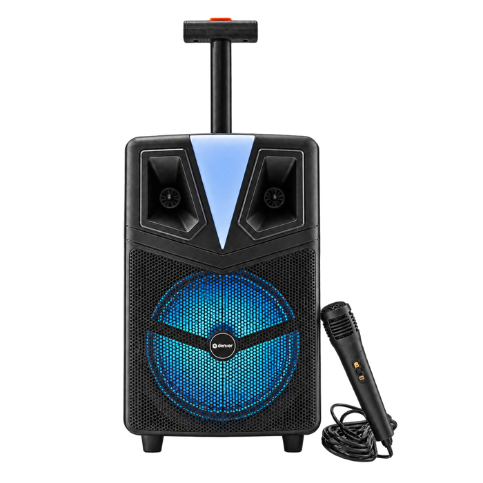 Denver Bluetooth Partyspeaker - Karaokemicrofoon - LED Discolamp - Trolley - TSP307 - Denvershop