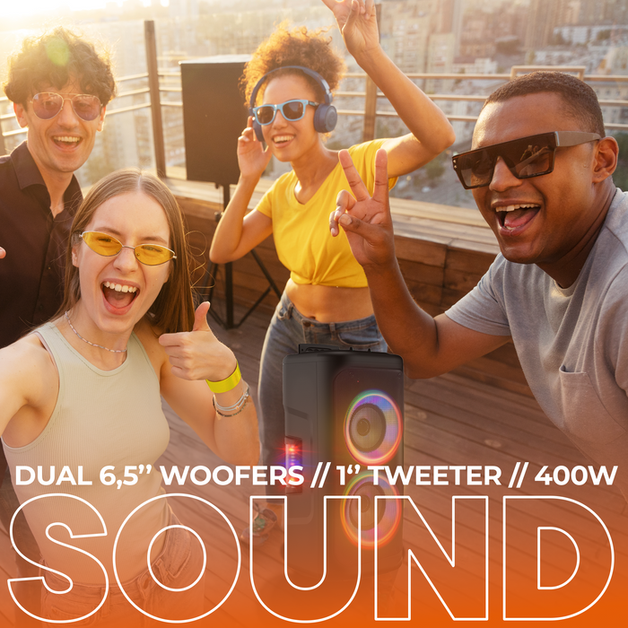 Denver Bluetooth Speaker Party Box - Discolichten - Partybox - Incl. Microfoon - Micro SD / USB / AUX - TSP353