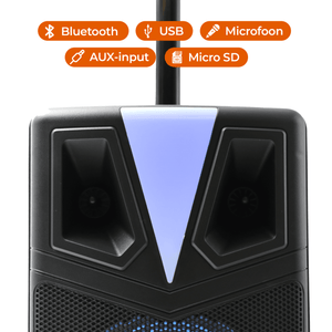 Denver Bluetooth Partyspeaker - Karaokemicrofoon - LED Discolamp - Trolley - TSP307 - Denvershop