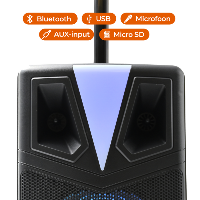 Denver Bluetooth Partyspeaker - Karaokemicrofoon - LED Discolamp - Trolley - TSP307