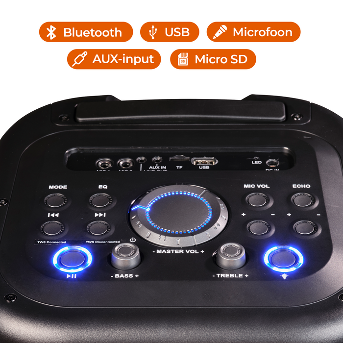 Denver Bluetooth Speaker Party Box - Discolichten - Partybox - Incl. Microfoon - Micro SD / USB / AUX - TSP353