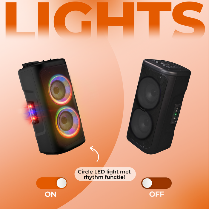Denver Bluetooth Speaker Party Box - Discolichten - Partybox - Incl. Microfoon - Micro SD / USB / AUX - TSP353