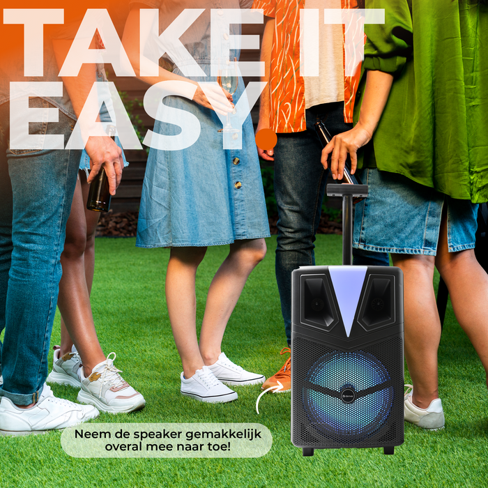 Denver Bluetooth Partyspeaker - Karaokemicrofoon - LED Discolamp - Trolley - TSP307