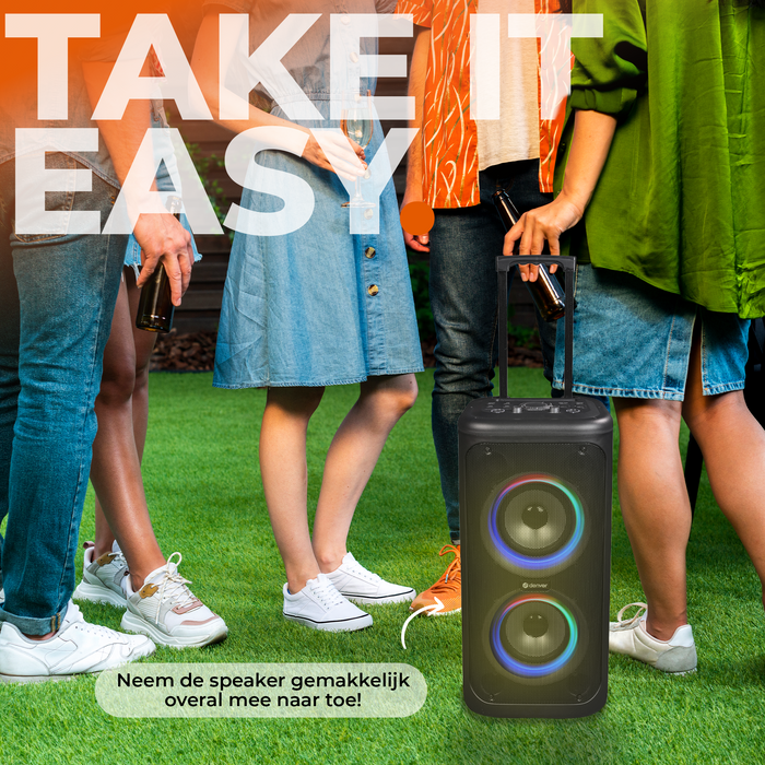Denver Bluetooth Speaker Party Box - Discolichten - Partybox - Incl. Microfoon - Micro SD / USB / AUX - TSP353