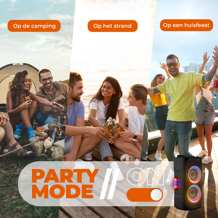 Denver Bluetooth Speaker Party Box - Discolichten - Partybox - Incl. Microfoon - Micro SD / USB / AUX - TSP353