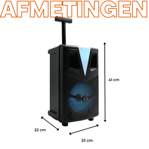 Denver Bluetooth Partyspeaker - Karaokemicrofoon - LED Discolamp - Trolley - TSP307 - Denvershop