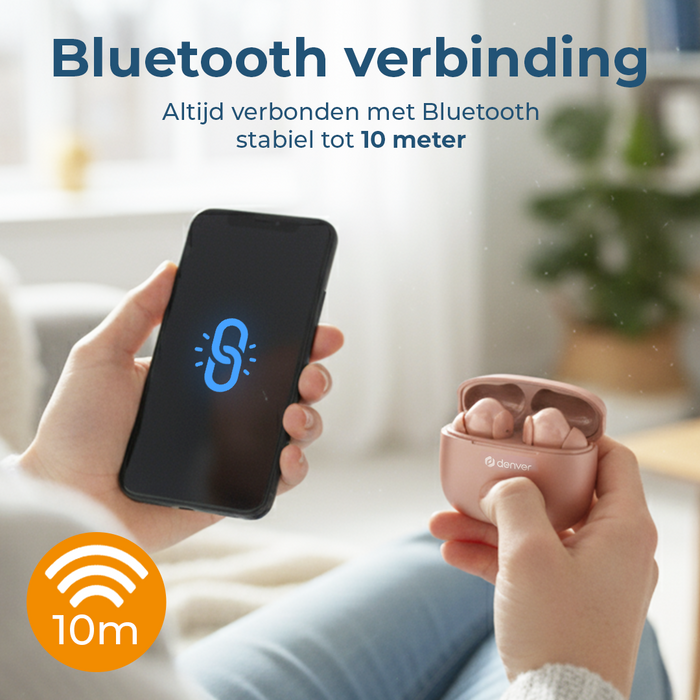 Denver Earbuds - Lichtgewicht Oordopjes - 6 uur luisteren - Bluetooth 5.3 - TWE48