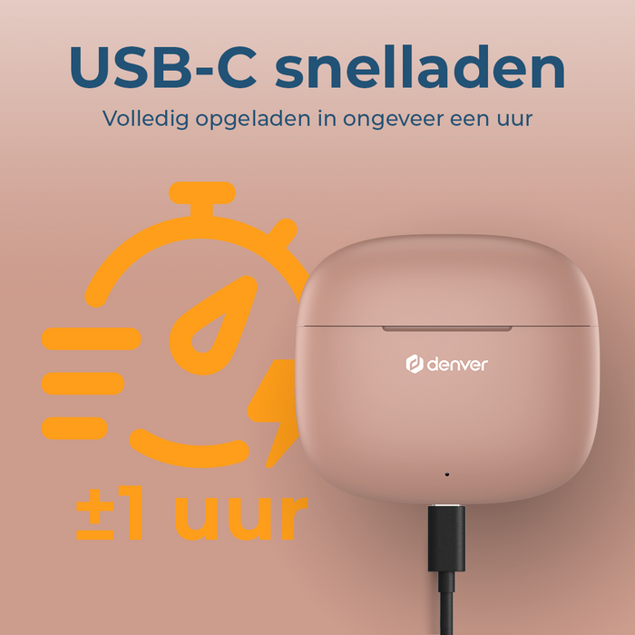 Denver Earbuds - Lichtgewicht Oordopjes - 6 uur luisteren - Bluetooth 5.3 - TWE48