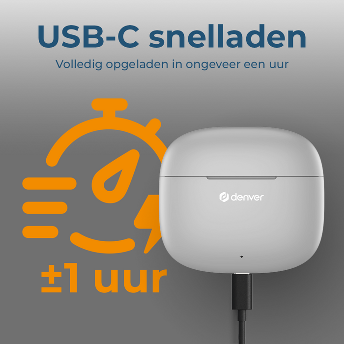 Denver Earbuds - Lichtgewicht Oordopjes - 6 uur luisteren - Bluetooth 5.3 - TWE48