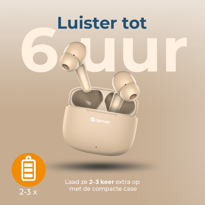 Denver Earbuds - Lichtgewicht Oordopjes - 6 uur luisteren - Bluetooth 5.3 - TWE48