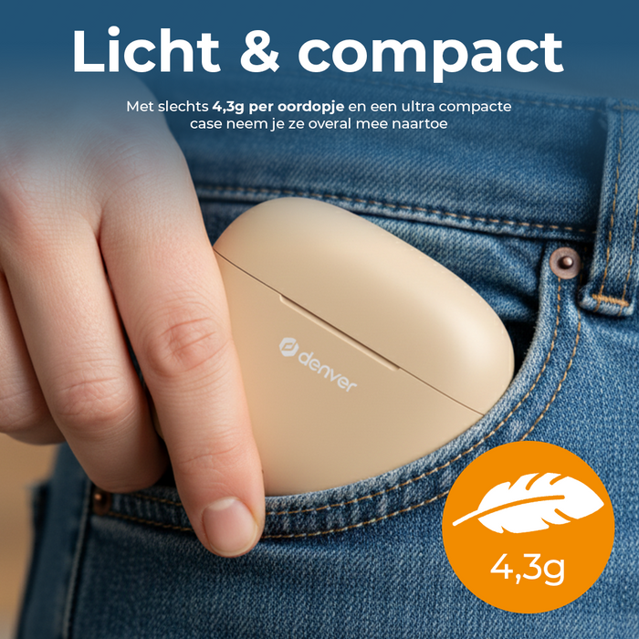Denver Earbuds - Lichtgewicht Oordopjes - 6 uur luisteren - Bluetooth 5.3 - TWE48