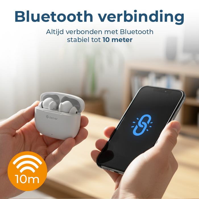 Denver Earbuds - Lichtgewicht Oordopjes - 6 uur luisteren - Bluetooth 5.3 - TWE48