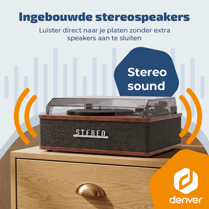 Denver Platenspeler - Ingebouwde speakers - Retro - Auto stop - VPB262