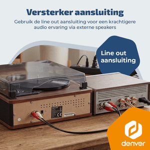 Denver Platenspeler - Ingebouwde speakers - Retro - Auto stop - VPB262