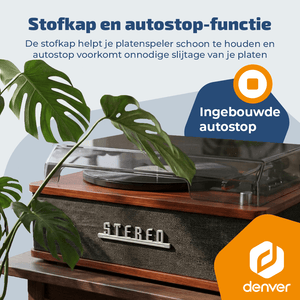 Denver Platenspeler - Ingebouwde speakers - Retro - Auto stop - VPB262