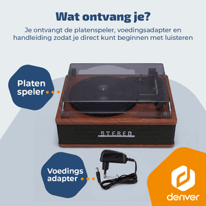 Denver Platenspeler - Ingebouwde speakers - Retro - Auto stop - VPB262